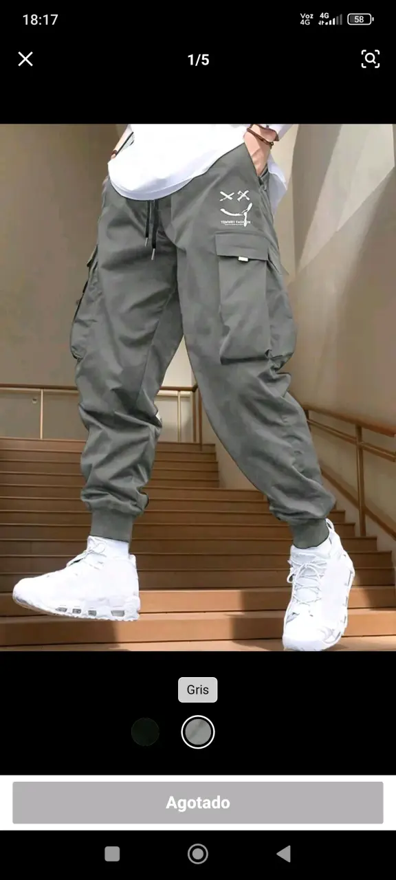 Pantalones cargo negros para hombre con bolsillos - 2