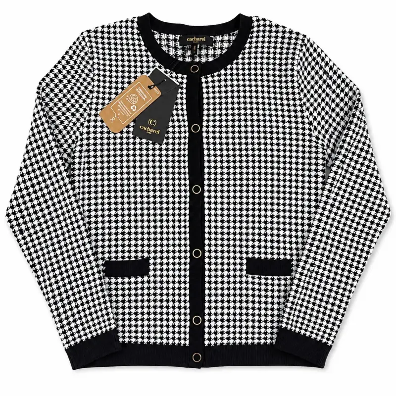 Cardigan de lana blanco y negro Cacharel - 1