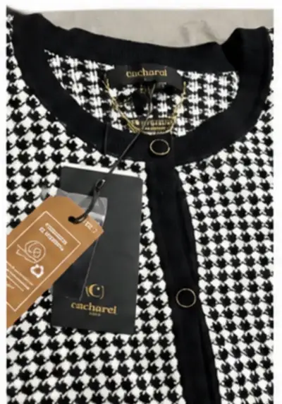 Cardigan de lana blanco y negro Cacharel - miniatura 2