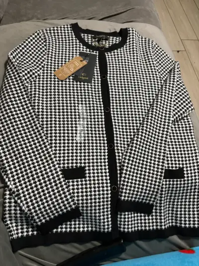 Cardigan de lana blanco y negro Cacharel - miniatura 3
