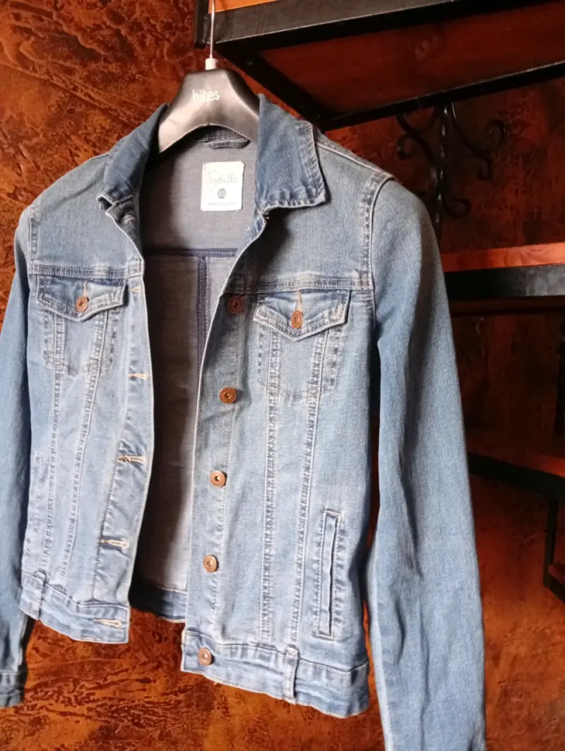 Chaqueta de Mezclilla Azul para Mujer Talla M - 1