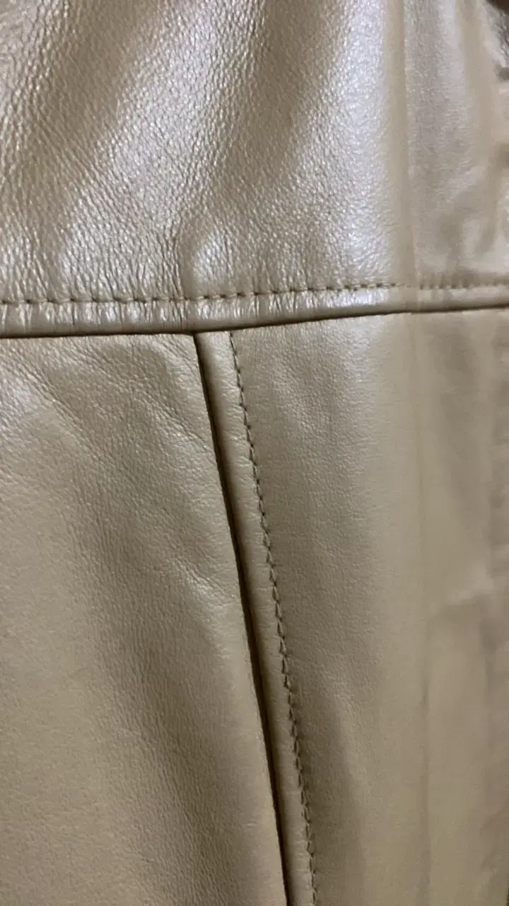 Chaqueta de cuero beige para mujer Aziz - 4