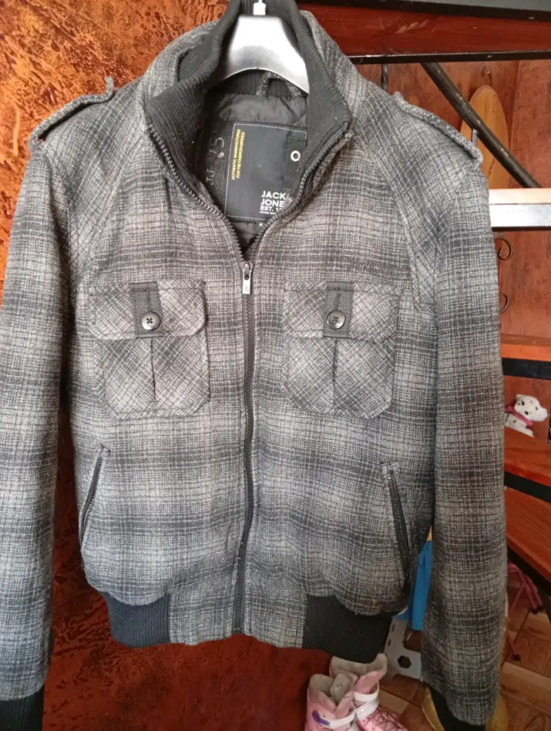 Chaqueta de lana gris Jack & Jones para hombre