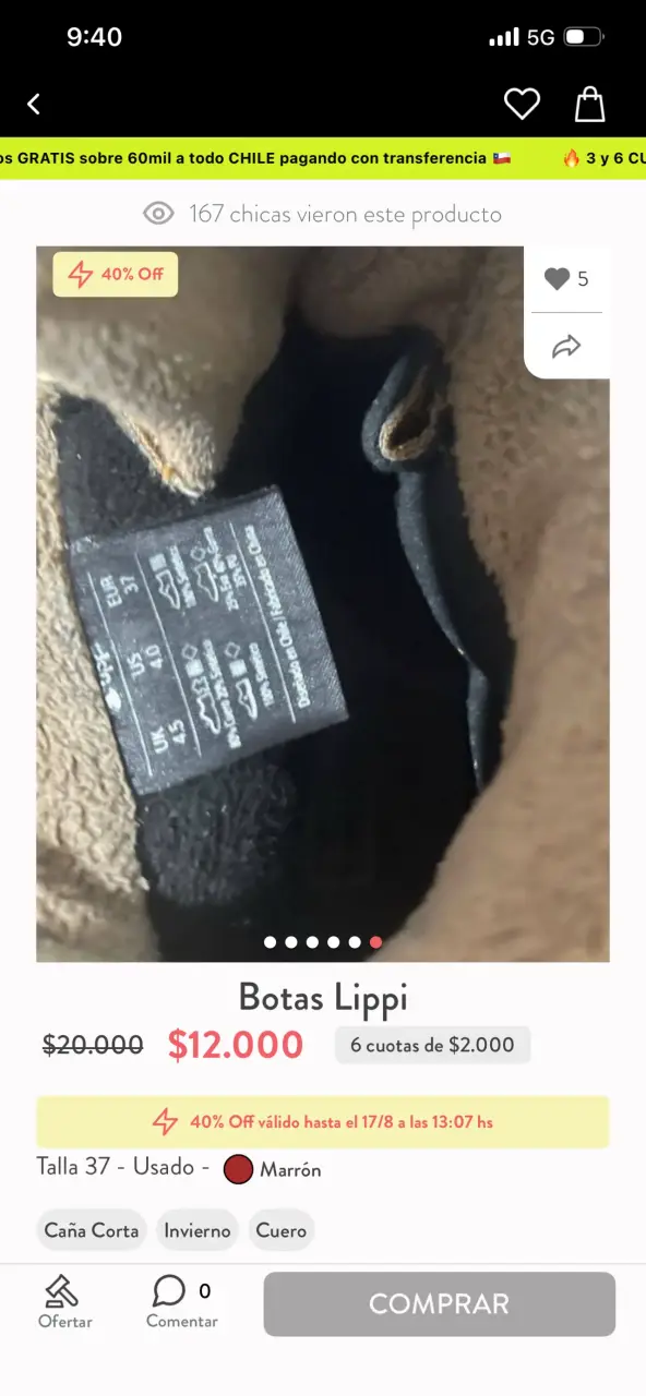 Botas de invierno Lippi marrón talla 37 - 4
