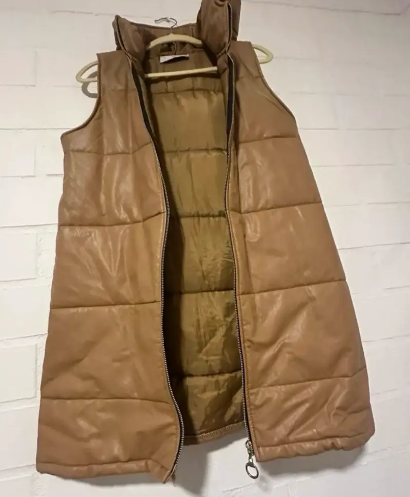 Chaleco acolchado marrón sin mangas para mujer - 3