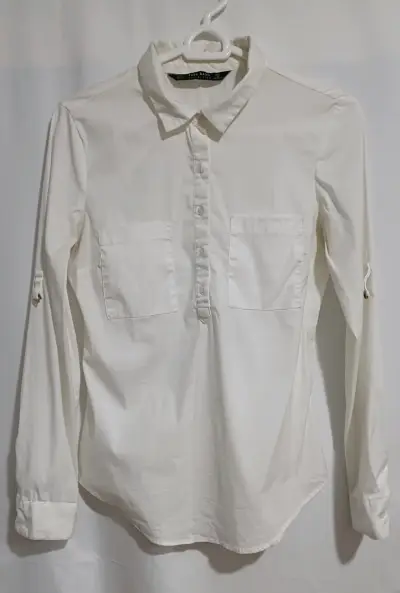 Blusa blanca de mujer Zara Basic - S - miniatura 1