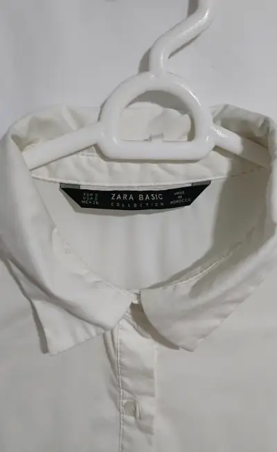 Blusa blanca de mujer Zara Basic - S - miniatura 2