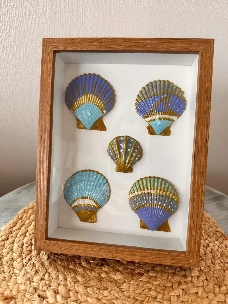 Cuadro decorativo con conchas pintadas a mano - 4