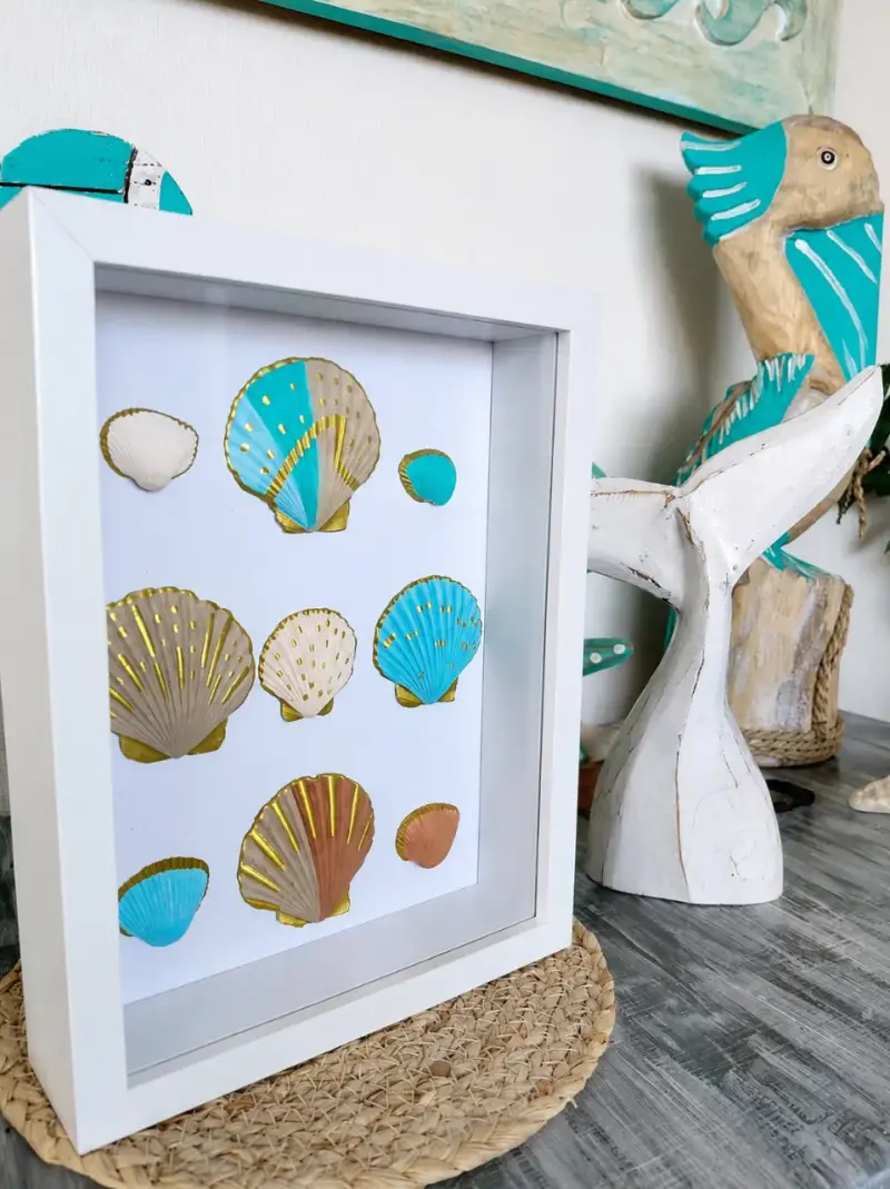Cuadro decorativo con conchas pintadas a mano - 5