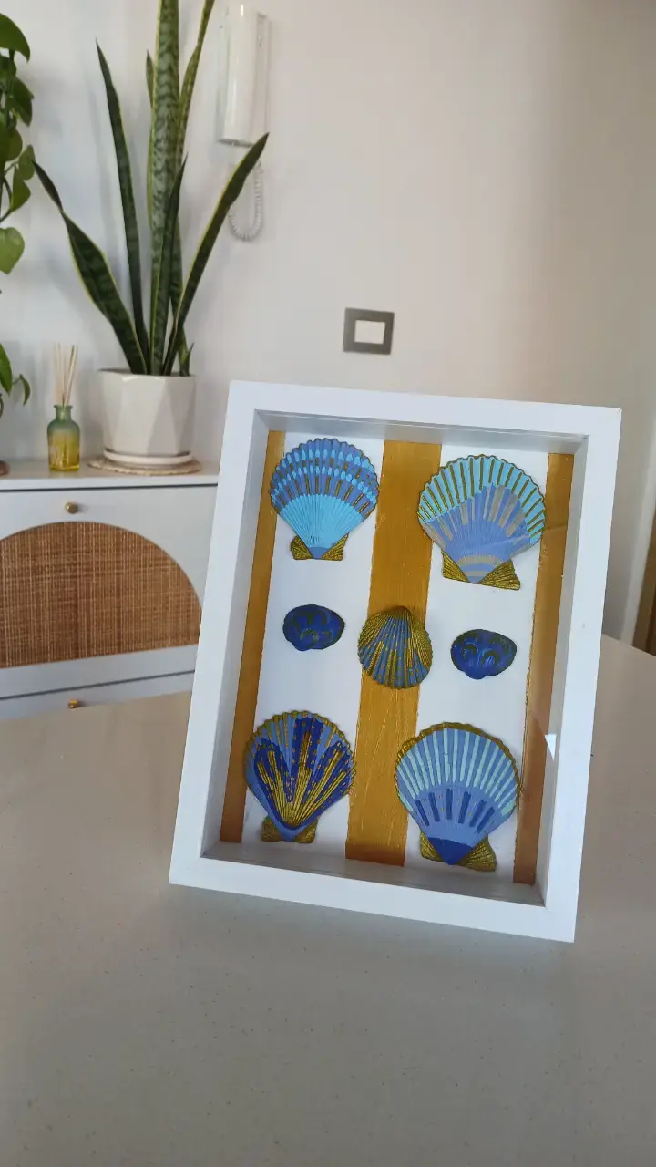 Cuadro decorativo con conchas pintadas a mano - 6