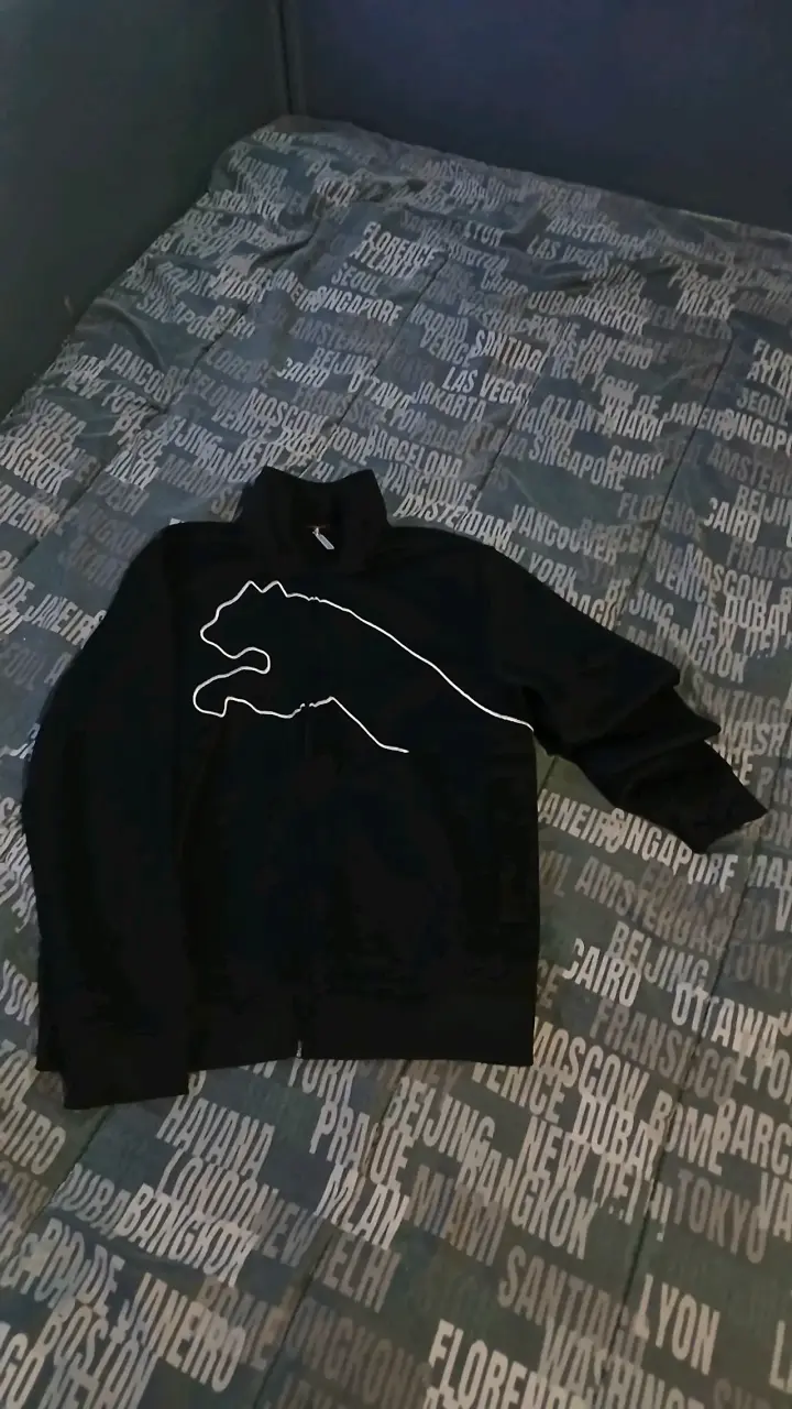Polerón negro con diseño de felino