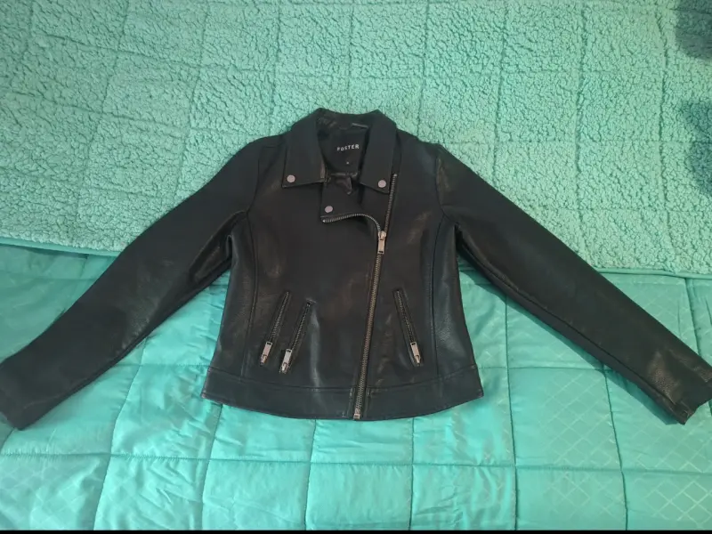 Chaqueta de cuero negra Foster para mujer - 1