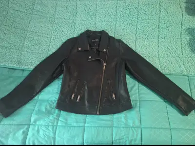 Chaqueta de cuero negra Foster para mujer - miniatura 1