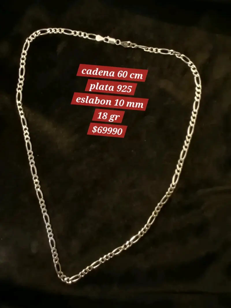 Cadena de plata 925 de 60 cm con eslabón de 10 mm