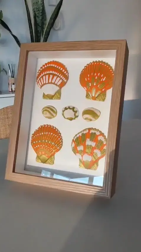 Cuadro decorativo con conchas marinas enmarcadas - 5