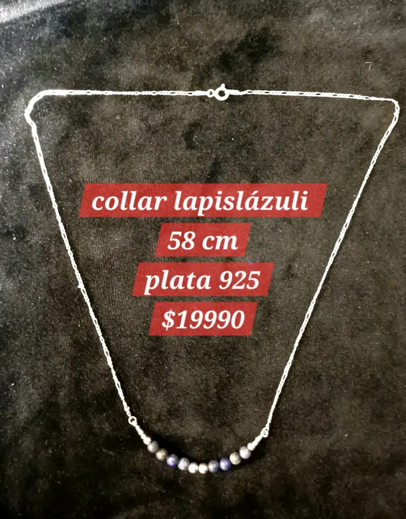 Collar de lapislázuli y plata 925 de 58 cm - 1
