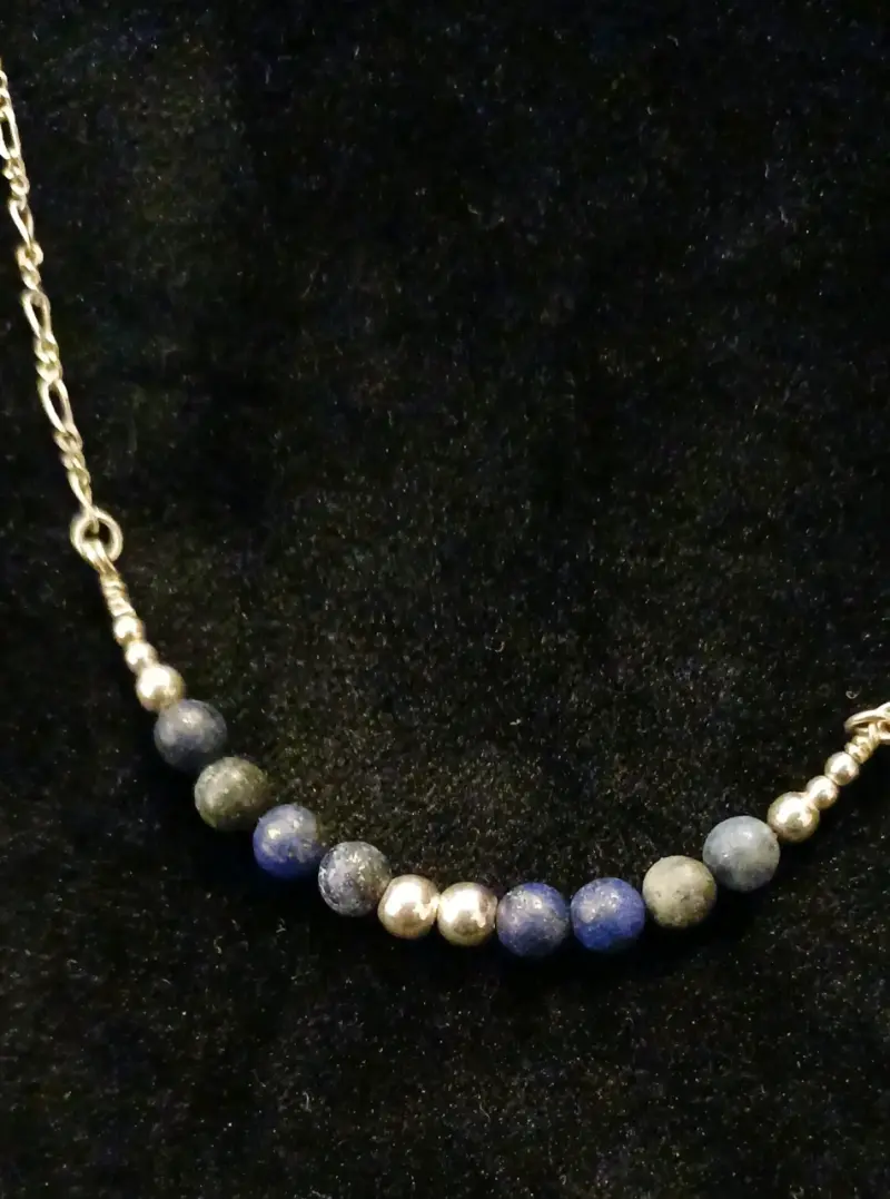 Collar de lapislázuli y plata 925 de 58 cm - 2