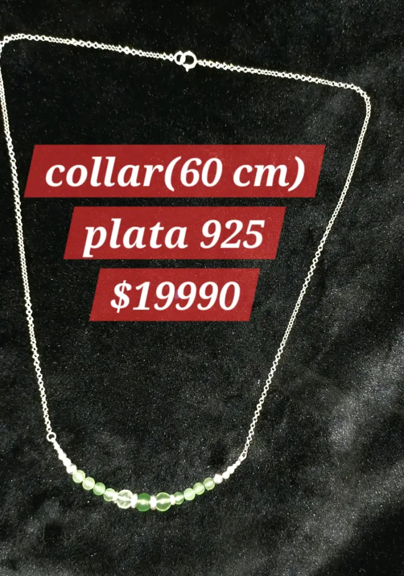 Collar de plata 925 con cuentas verdes - 1