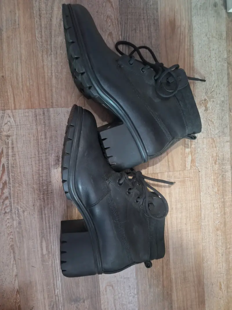 Botines de cuero negro Caterpillar con plataforma - 1