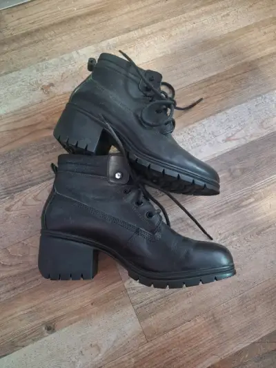 Botines de cuero negro Caterpillar con plataforma - miniatura 3