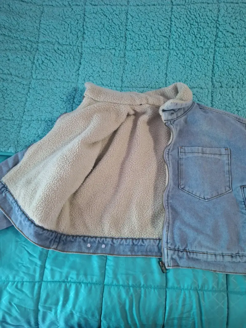Chaqueta de Mezclilla con Forro de Borrego Talla M - 1