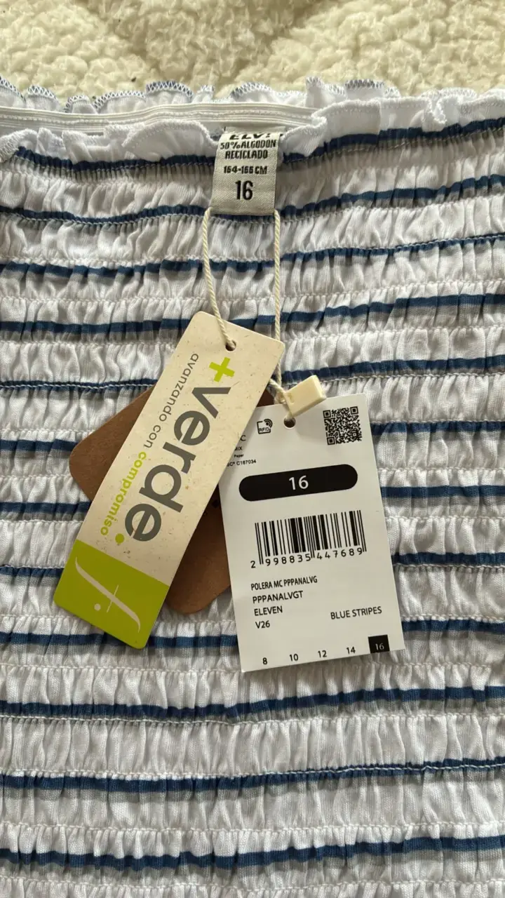 Polera rayada azul y blanca talla 16 - 2