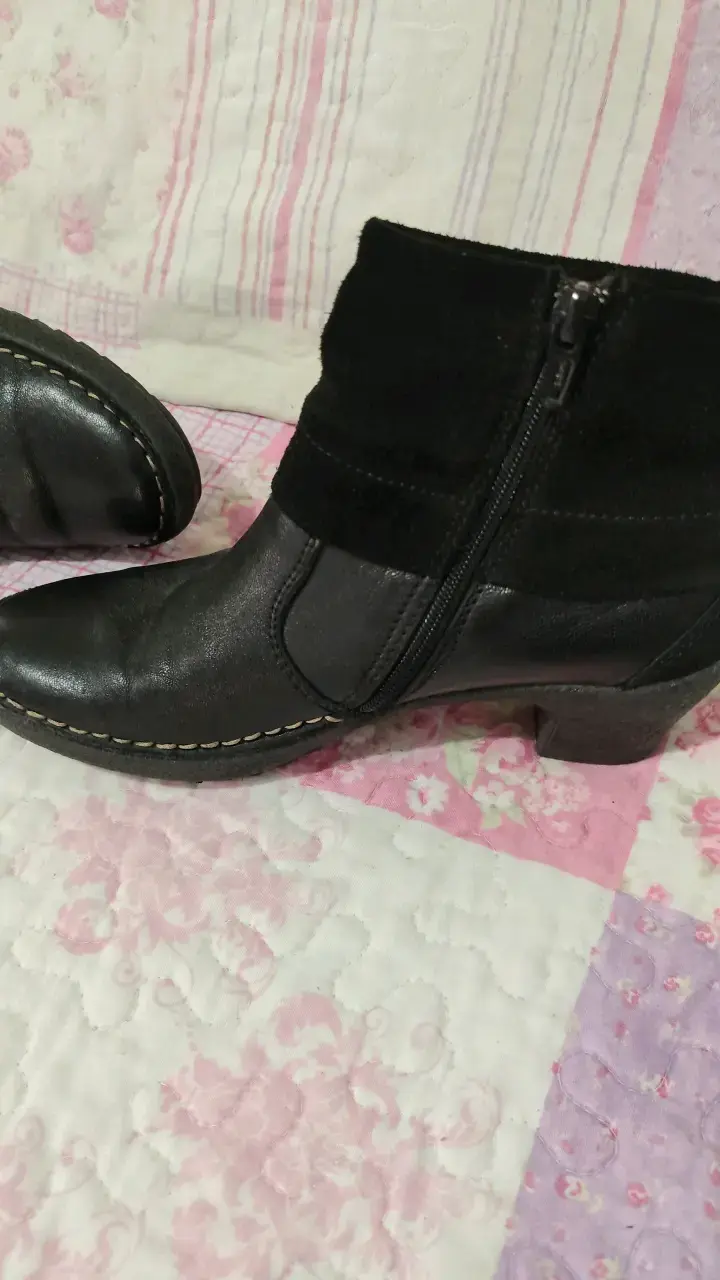 Botines de cuero negro con tacón para mujer - 4