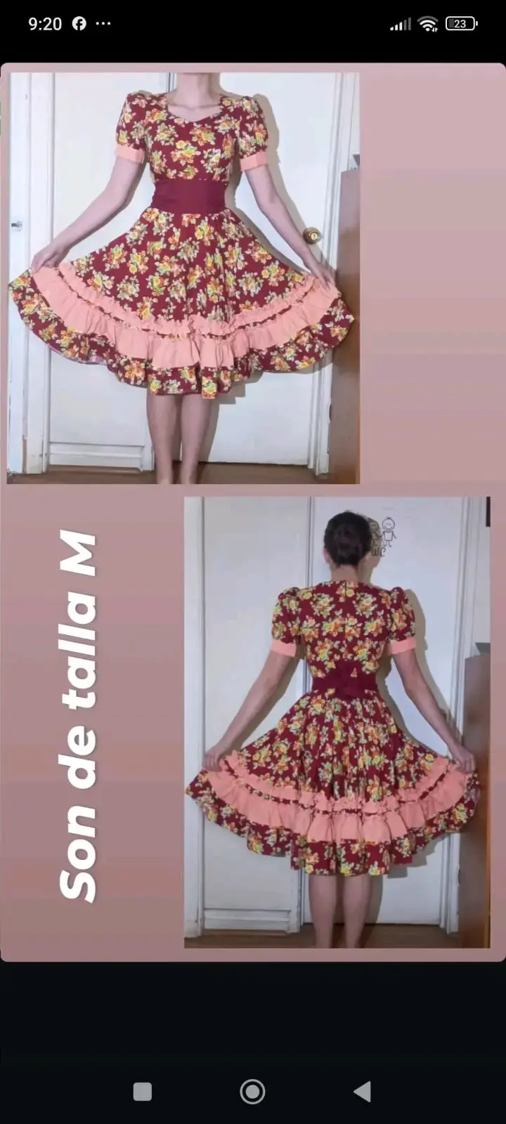 Vestido folclórico floral talla M