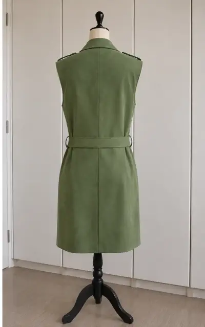 Chaleco sin mangas verde con cinturón - miniatura 2