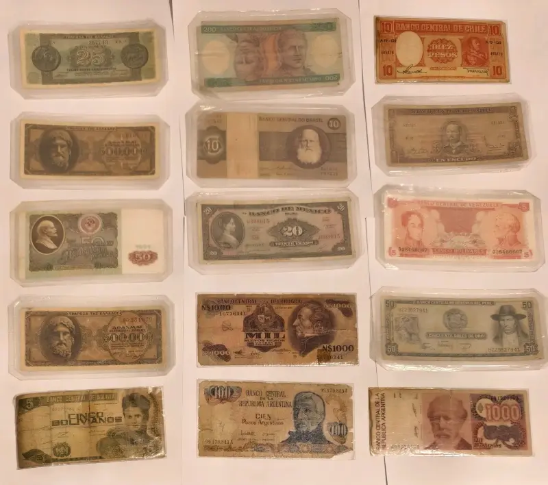 Billetes antiguos de Lat América y otros países - 1