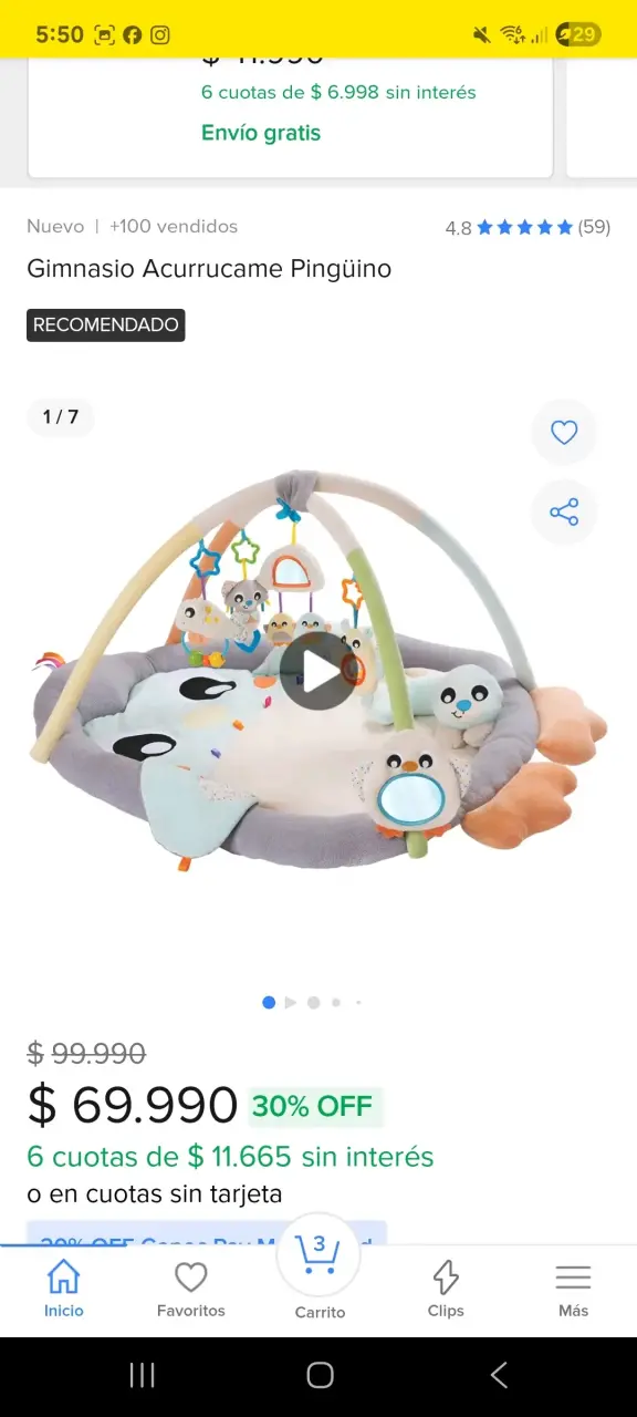 Gimnasio para Bebé Acurrúcame Pingüino