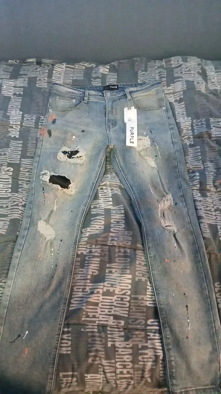 Jeans desgastados estilo urbano Purple - 1