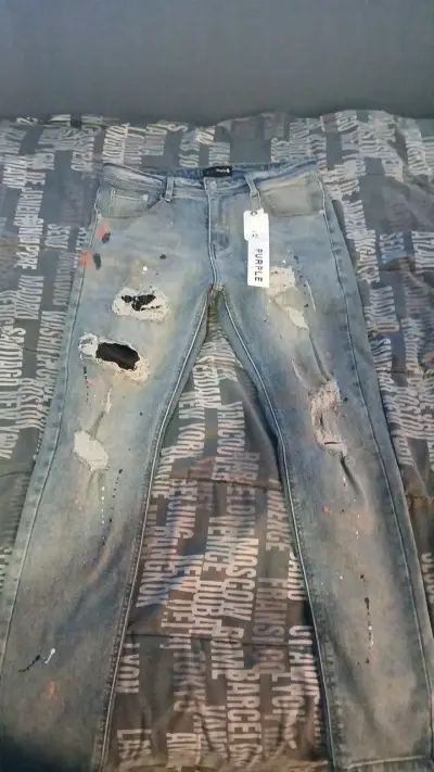 Jeans desgastados estilo urbano Purple - miniatura 1