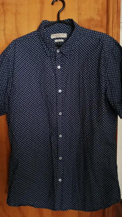 Camisa azul estampada University Club para hombre - miniatura 1
