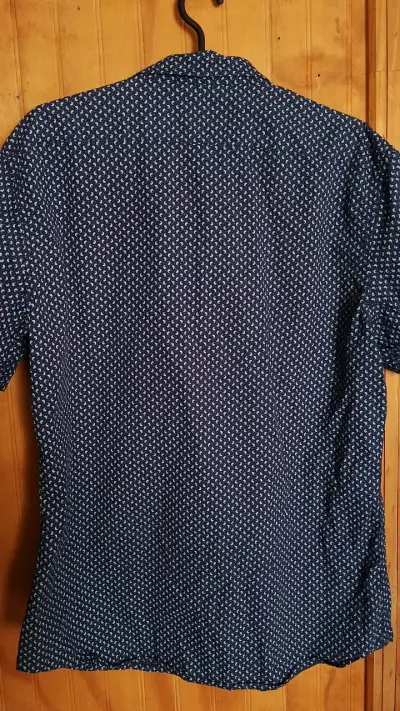 Camisa azul estampada University Club para hombre - miniatura 3