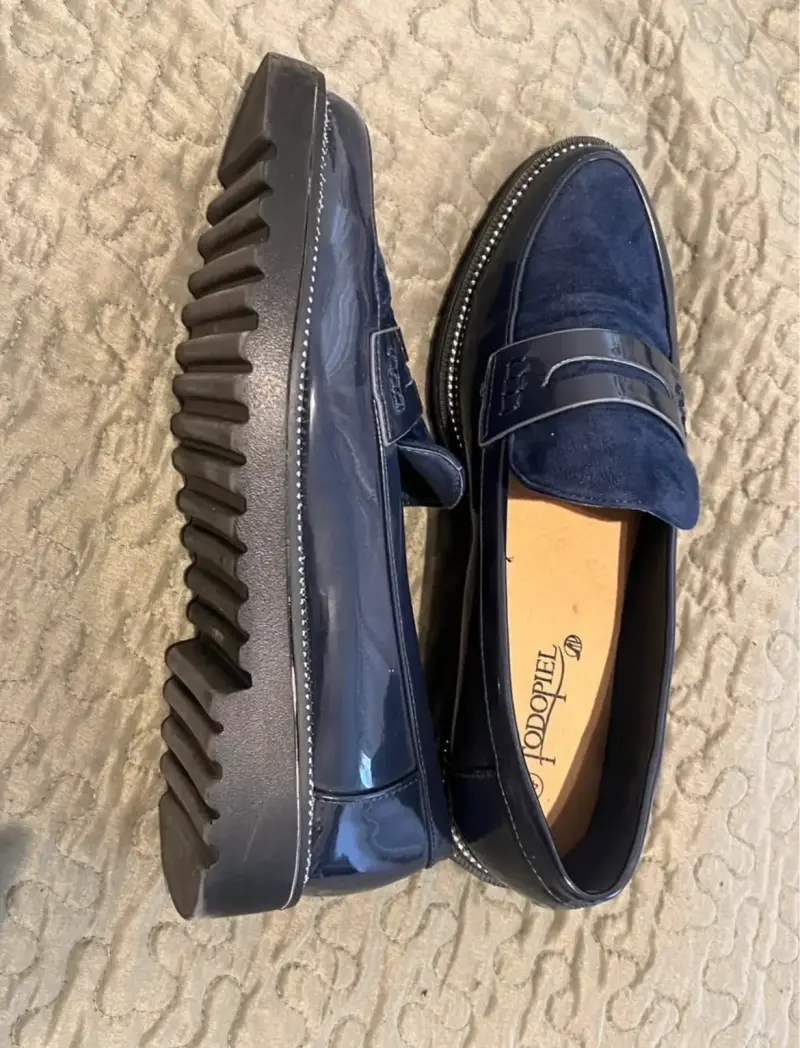 Mocasines de cuero azul Todopiel para mujer - 2