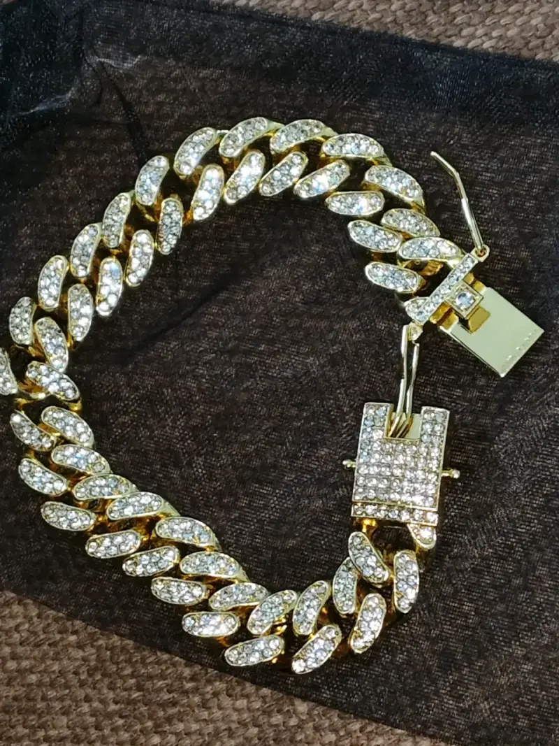 Pulsera nueva diamantes llamativa acero inoxidable - 1
