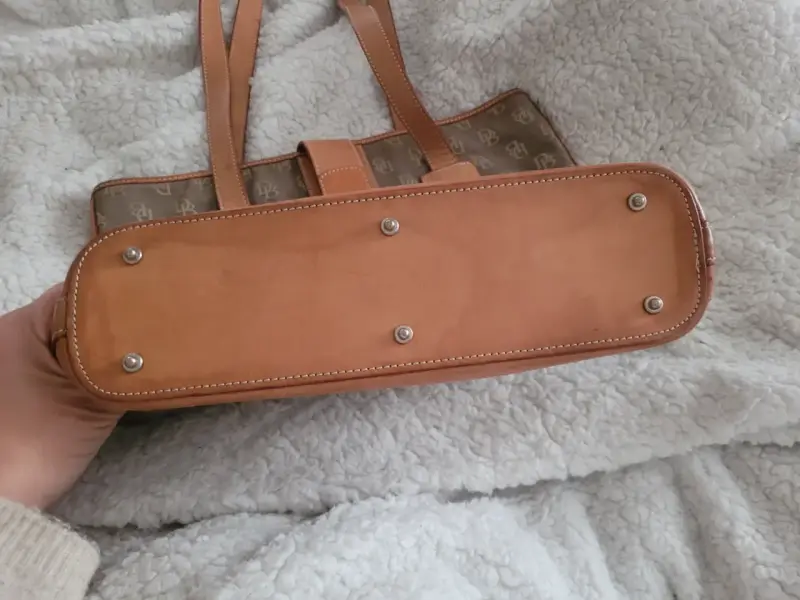 Bolso tote de lona marrón con detalles en cuero - 3