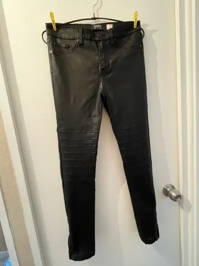 Pantalones negros de cuero sintético Foster - miniatura 1