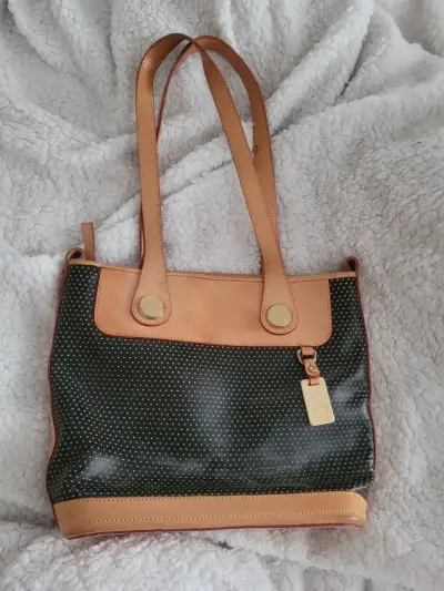 Bolso tote de cuero con diseño de lunares - miniatura 1