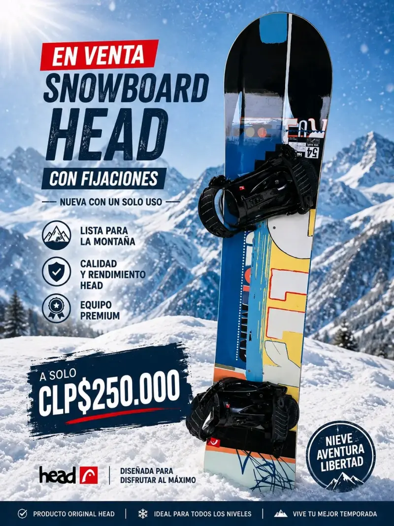 Tabla de Snowboard Head con fijaciones