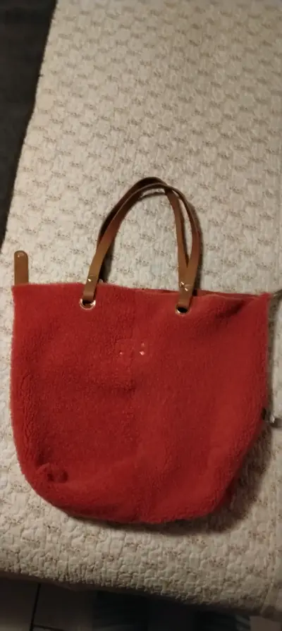 Bolso tote de gamuza color terracota - miniatura 3