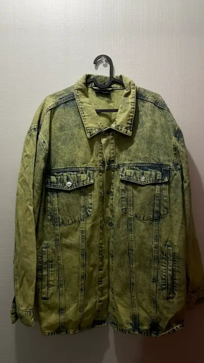 Chaqueta de mezclilla verde estilo vintage - miniatura 1