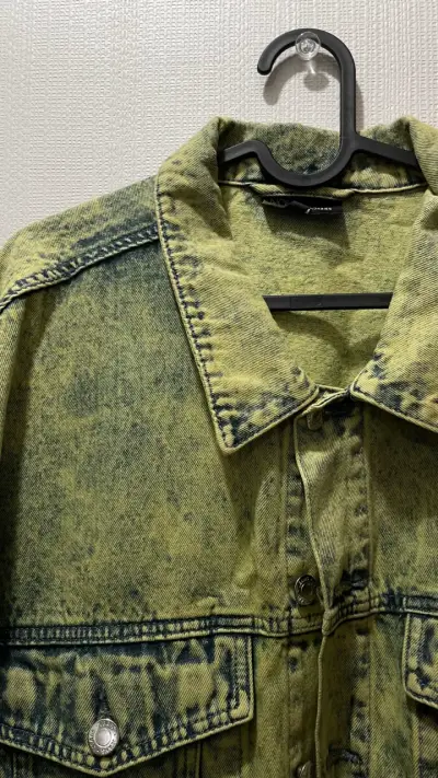 Chaqueta de mezclilla verde estilo vintage - miniatura 2