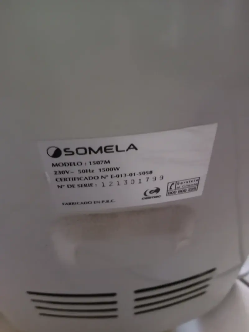 Calefactor eléctrico Somela modelo 1507M - 2