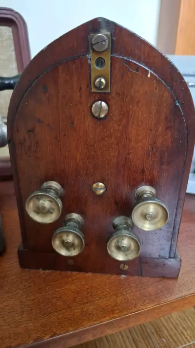 Antiguo galvanómetro de madera Elliott Bros - miniatura 2