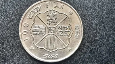 Moneda Plata 100 pesetas España. Falkland. - miniatura 2