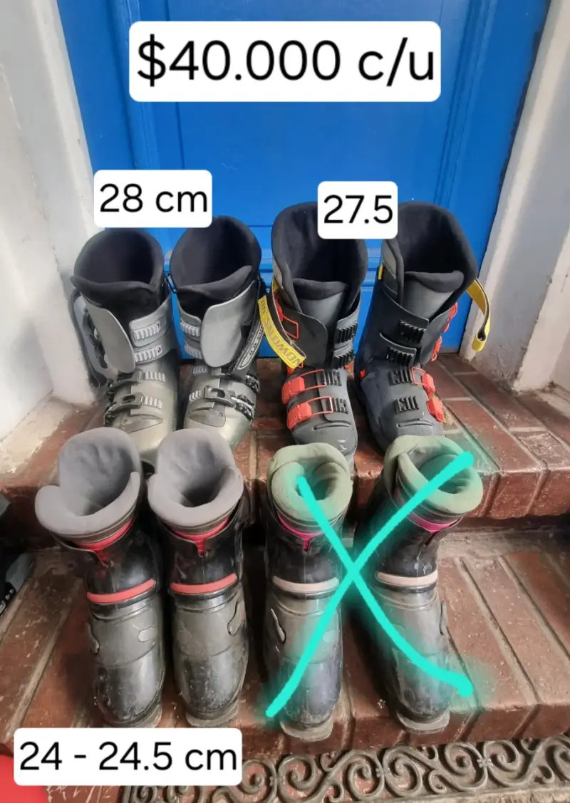 Botas de esquí y esquies usados en buen estado - 1