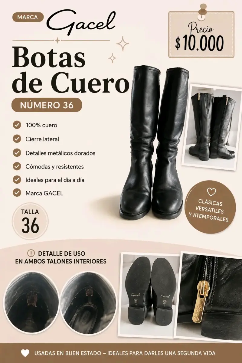 Botas de cuero Gacel talla 36 con cierre lateral - 1