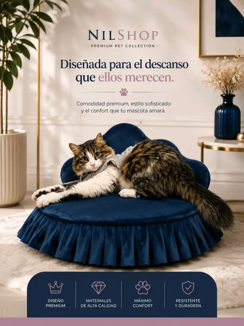 Cama para mascotas diseño premium azul - 3